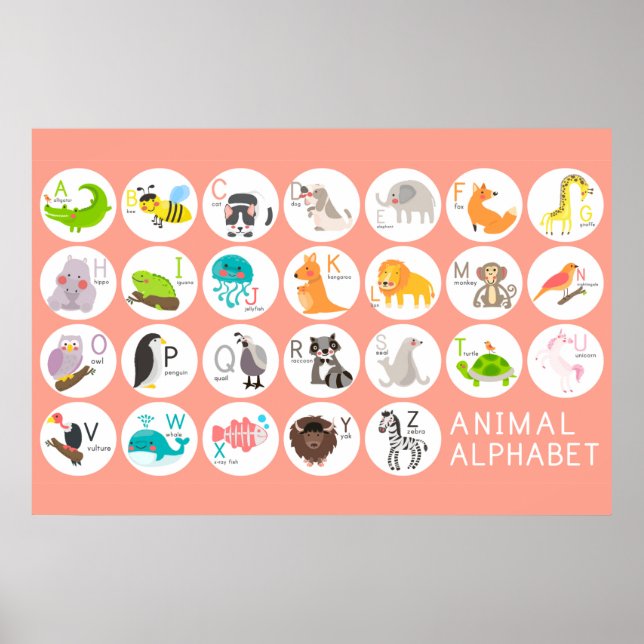 Poster Alphabet animal mignon (Devant)