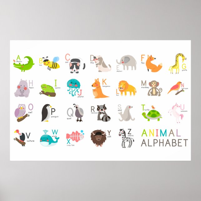 Poster Alphabet animal mignon (Devant)