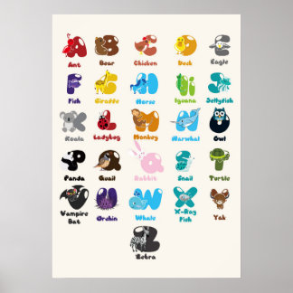 Poster Alphabet animal pour l'éducation des enfants
