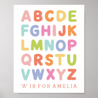 Poster Alphabet arc-en-ciel personnalisé