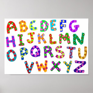 Poster Alphabet Art Coloré Typographie Moderne Décor Enfa