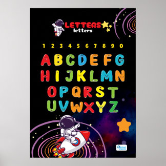 Poster Alphabet avec espace extra-atmosphérique