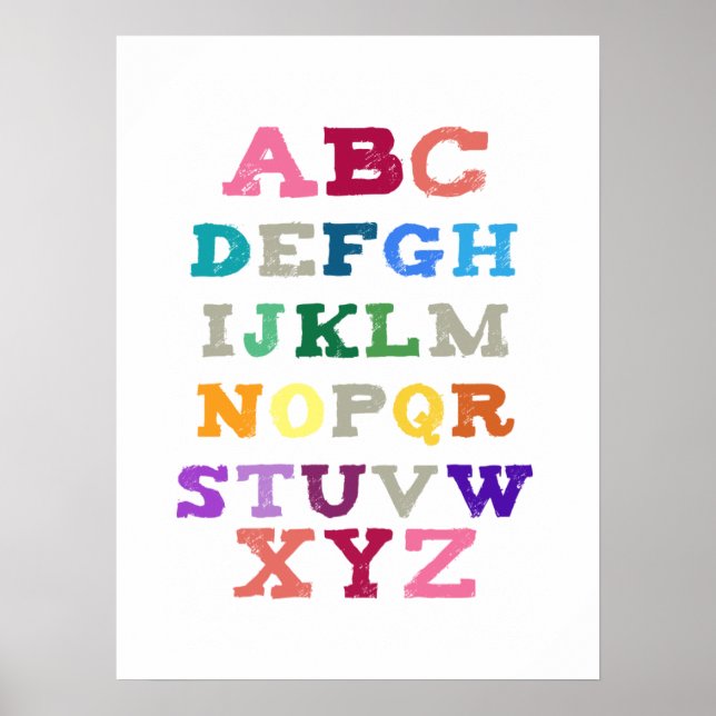 Poster Alphabet d'art pour enfants - Tons roses (Devant)