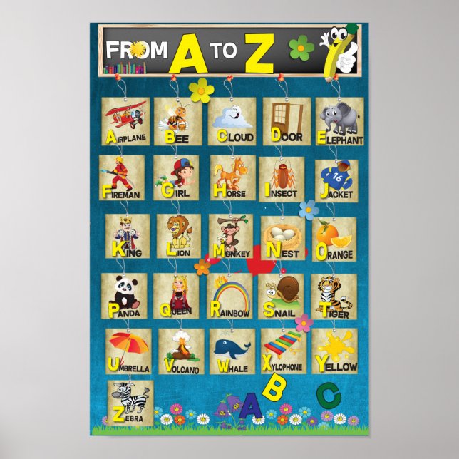 Poster alphabet de grammaire anglaise (Devant)