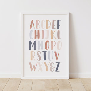 Poster Alphabet de la nurserie aquarelle neutre