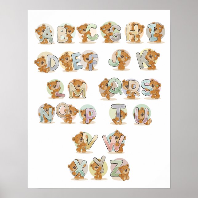 Poster Alphabet de Teddy Bear (Devant)