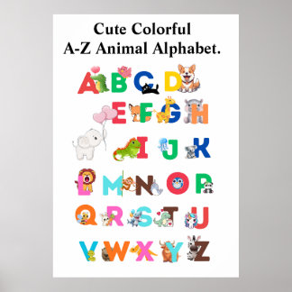 Poster Alphabet des Animaux de A à Z – ABC Coloré et Mign