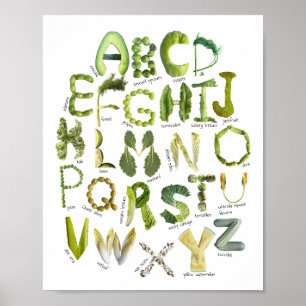 Poster Alphabet des légumes - Mangez vos légumes verts Ki