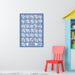 Poster Alphabet digital allemand 4 - bleu /