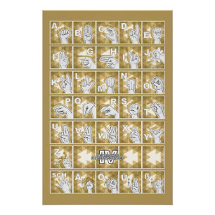 Poster Alphabet digital allemand 4 - jaune /