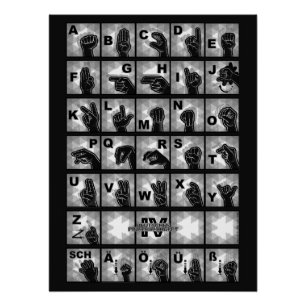Poster Alphabet digital allemand 4 - noir /