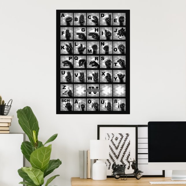 Poster Alphabet digital allemand 4 - noir / (Bureau à domicile)