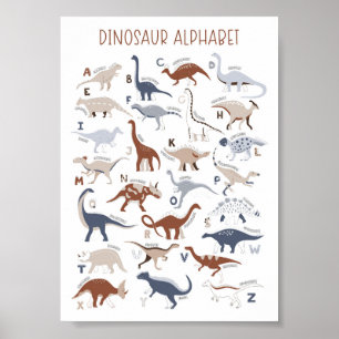 Poster Alphabet Dinosaure Neutre Genre De Pépinière