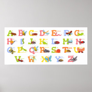 Poster Alphabet d'insectes mignon
