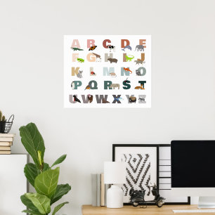 Poster Alphabet Douillet Animaux ABC Maternelle Nursery