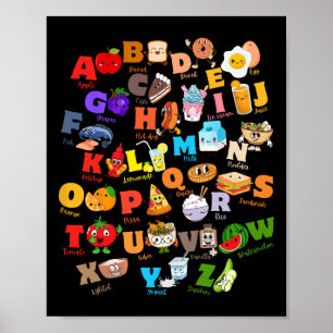 Poster Alphabet drôle de fruits et de foodie pour la mate