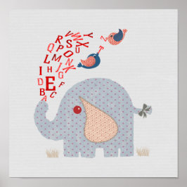 Poster Alphabet éléphant mignon chambre de nurserie pour 