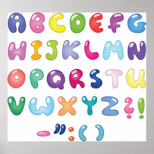 Poster Alphabet en forme de bulle