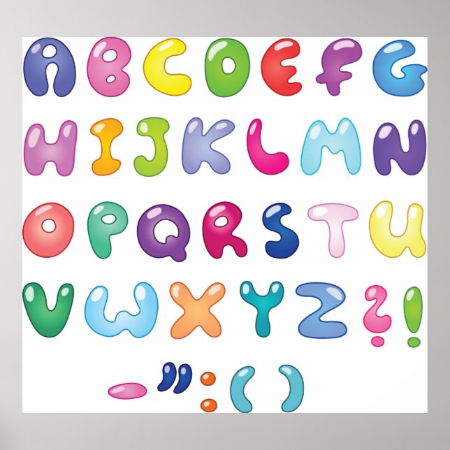 Poster Alphabet en forme de bulle (Devant)