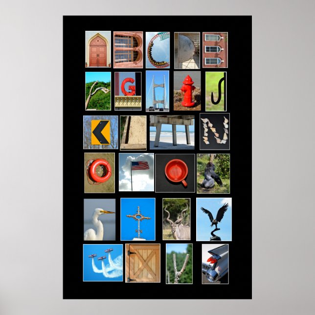Poster Alphabet épelé avec des lettres d'image (Devant)