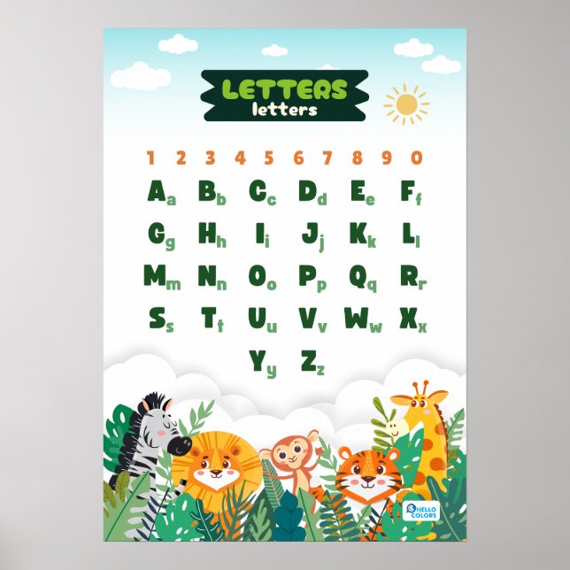 Poster Alphabet Featuring Cute Animals (Devant)