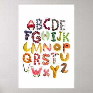 Poster Alphabet Food Art avec les fruits ABC