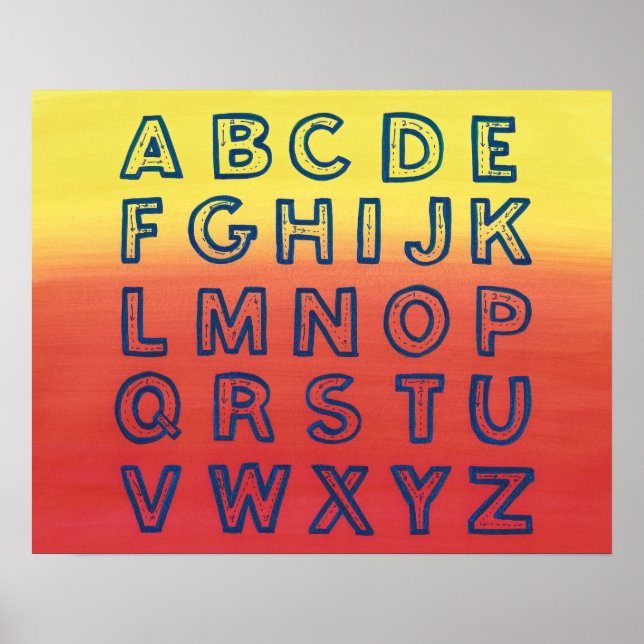 Poster Alphabet Graphique Coque supérieur Lettres Sunset  (Devant)