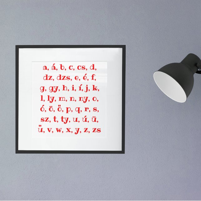Poster alphabet hongrois en rouge (Créateur téléchargé)