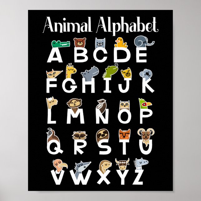 Poster Alphabet Learning Kids Cute Animals ABC (Devant)