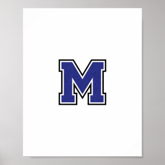 Poster Alphabet M en bleu