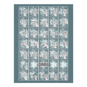Poster Alphabet manuel allemand 4 - gris pétrole / Affich