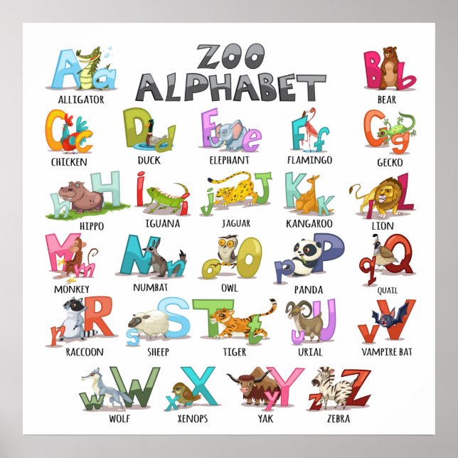 Poster Alphabet mignon (Devant)