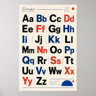 Poster Alphabet Moderne Majuscules et Minuscules Éducatio
