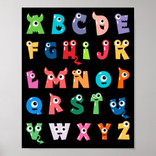 Poster Alphabet Monstre Mignon Abc Halloween Professeur