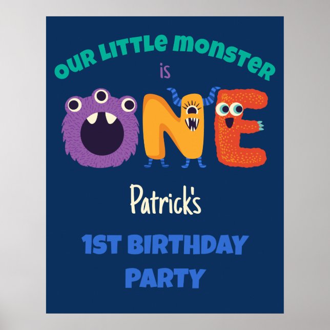 Poster Alphabet Monstres 1er anniversaire Notre petit mon (Devant)