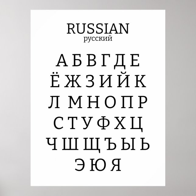 Poster alphabet russe (Devant)