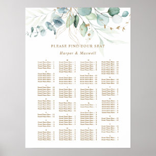 Poster ALPHABÉTIQUE Commande Gold et Mariage vert Siège