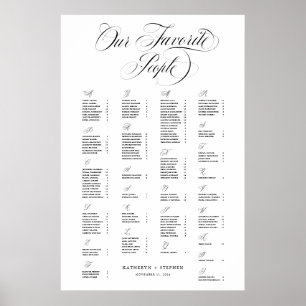 Poster Alphabétique Nos Favoris Mariage élégant