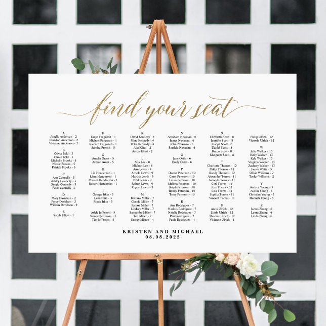 Poster Alphabétique Trouvez Votre Siège Graphique (Créateur téléchargé)