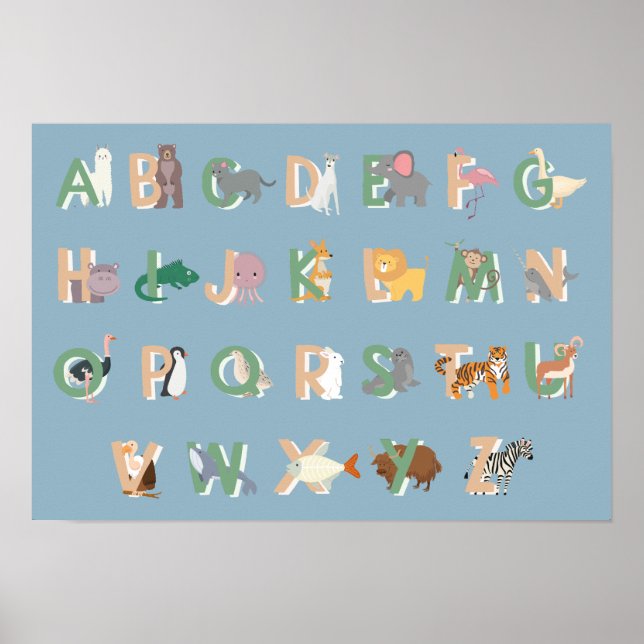 Poster Alphabets animaux (Devant)