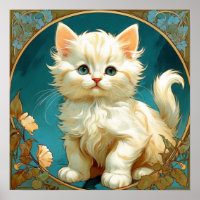 Alphonse Mucha Art Nouveau Chat Blanc