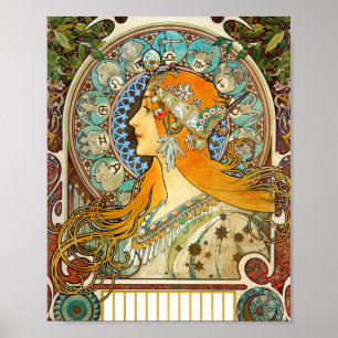 Poster Alphonse Mucha Art Nouveau Zodiac