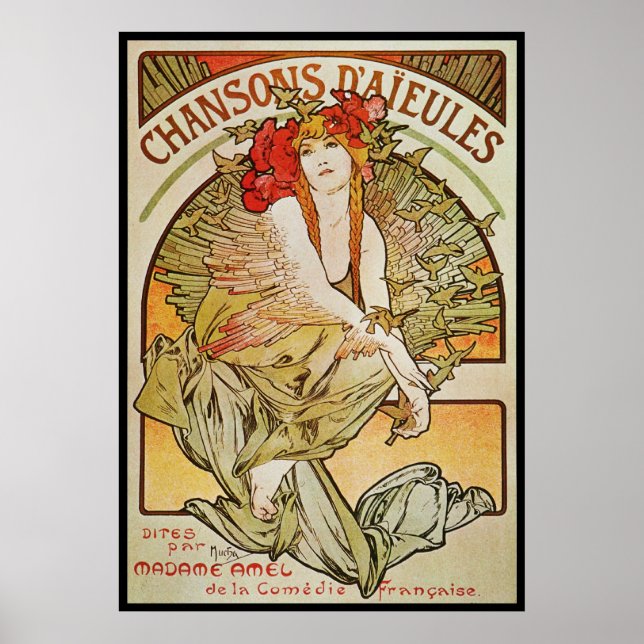 POSTER ALPHONSE MUCHA CHANSONS D`AJEULES (Devant)