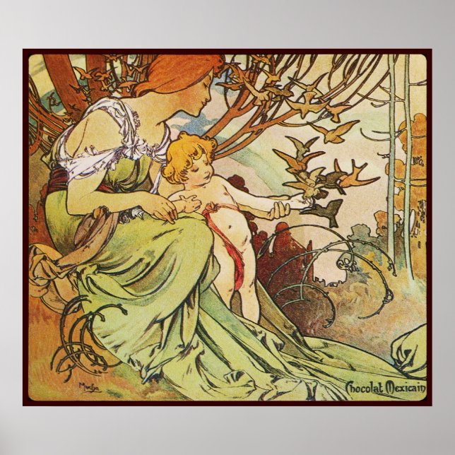 Poster alphonse mucha chocolat mexicain (Devant)
