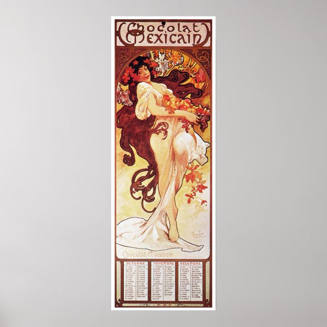 Poster Alphonse Mucha, Chocolat Mexicain 1896 (Devant)