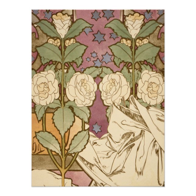 Poster Alphonse Mucha Elegant Art Nouveau Stars Camellia  (Devant)
