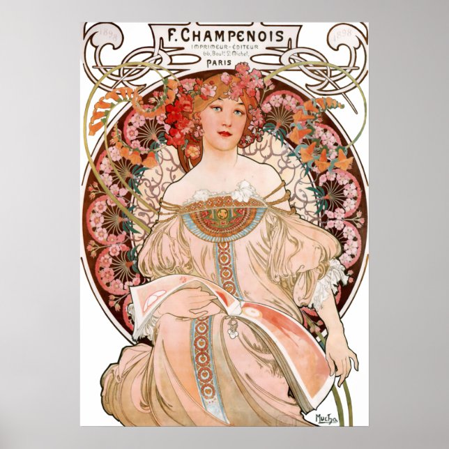 Poster Alphonse Mucha - F. Champenois Imprimeur (Devant)