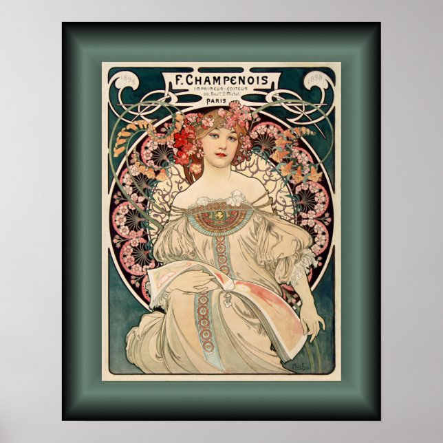 Poster Alphonse Mucha ~ F. Champenois Imprimeur Editeur ~ (Devant)