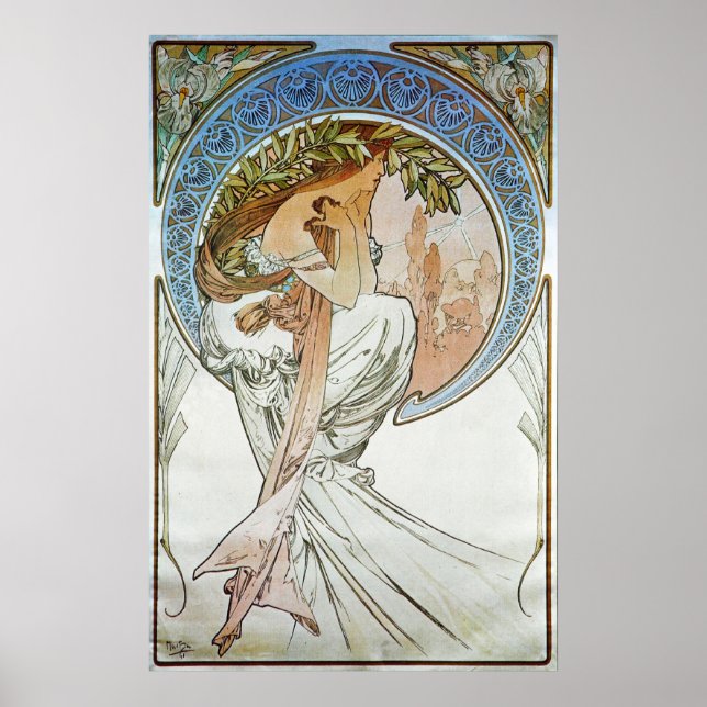 Poster Alphonse Mucha. La Poésie, 1898 (Devant)