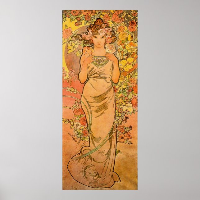 Poster Alphonse Mucha L'affiche Rose (Devant)
